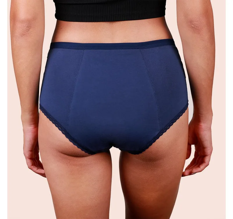 Taynie Taynie Periodenslip Deluxe ultra - Periodenunterwäsche sehr starke Blutung - Damen (1-St., 1er-Pack) Auslaufsichere Periodenunterwäsche / Periodenslip aus Bio Baumwolle, Blau, – Produktbild 5 von 5
