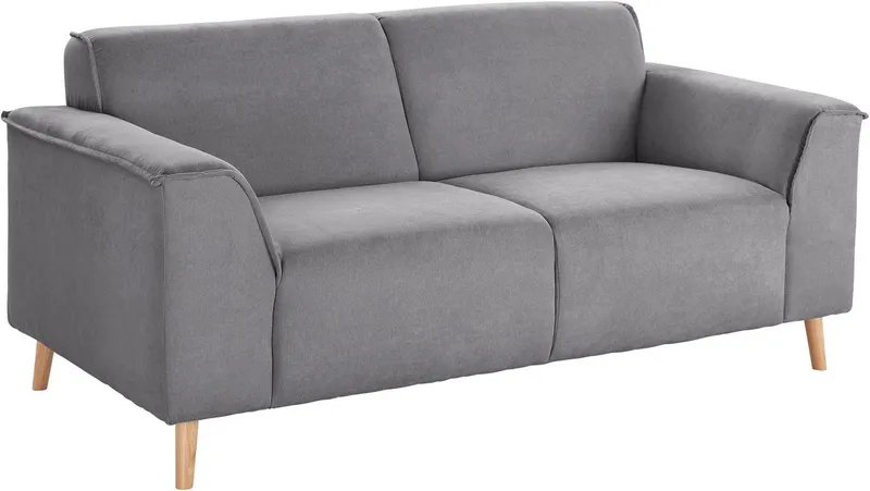 Home affaire 2-Sitzer Janek Scandic Design, elegant und zeitlos, mit Federkern und Keder in scandinavischem Design, Grau, – Produktbild 3 von 5