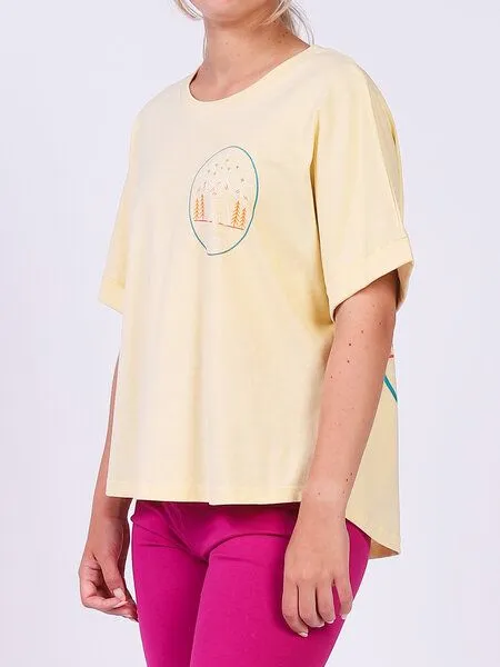 watapparel watapparel Oversize T-Shirt Frauen Never stop exploring, Butter, – Produktbild 3 von 4