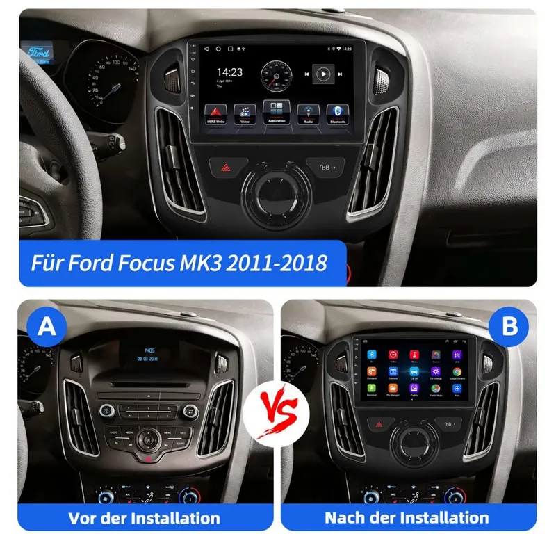 ESSGOO DAB+ 64G Carplay Für Ford Focus MK3 Autoradio 2DIN Android 15 GPS NAVI Autoradio (RDS, 4+64GB(optional), Digitalradio (DAB), FM, AM, Carplay Android Auto Bluetooth EQ USB GPS Navi WIFI Touchscreen), Schwarz, – Produktbild 5 von 5