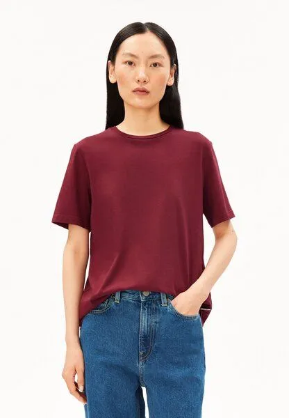 ARMEDANGELS ARMEDANGELS LUALAA Damen T-Shirt aus Bio-Baumwolle, Velvet red, – Produktbild 1 von 3
