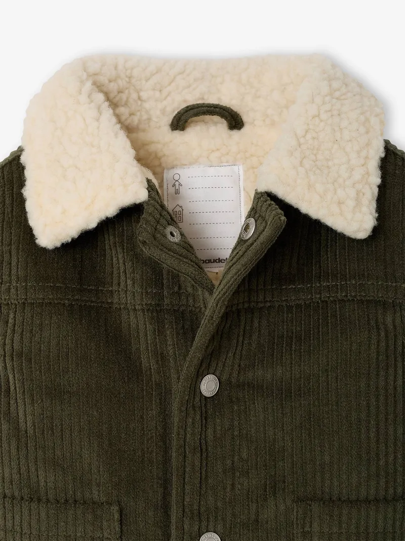 Vertbaudet Baby Cordjacke mit Teddyfleece-Futter, Khaki, – Produktbild 4 von 4