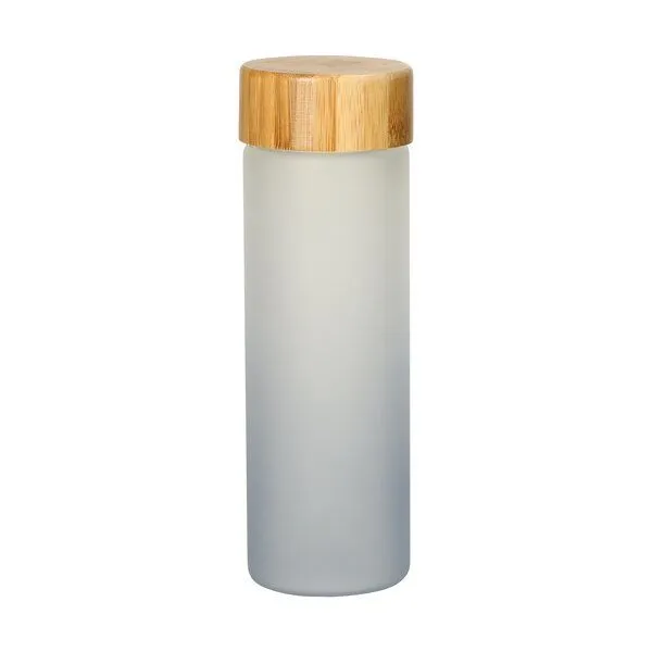 elasto elasto Glasflasche "Frosted" - Trinkflasche mit matten Farbverlauf fürs Büro, Grau, – Produktbild 1 von 7