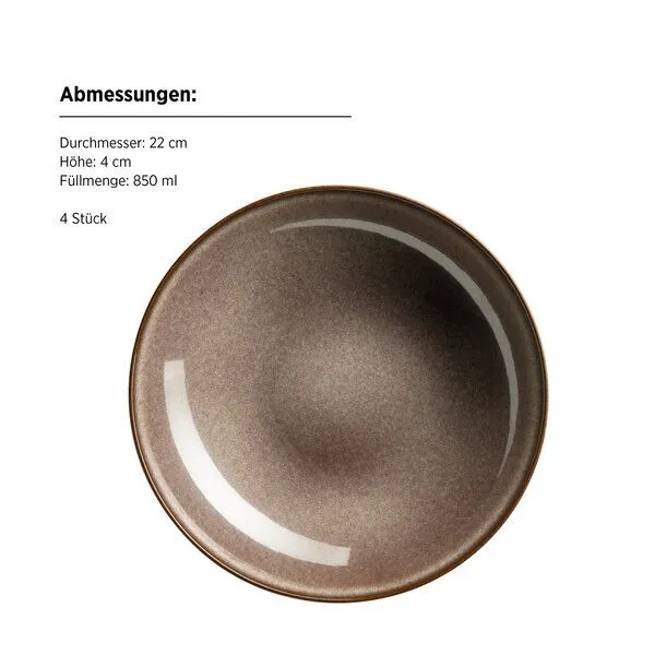 Mäser Mäser Tafelservice 8-tlg. "Smoky's" Steinzeug, Braun, – Produktbild 5 von 5