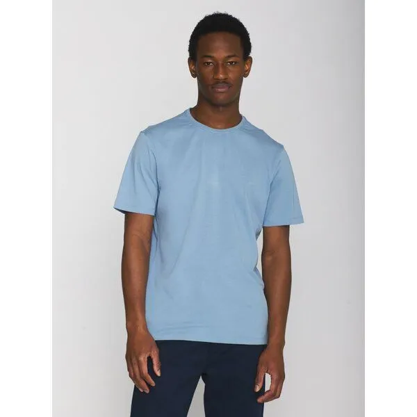 KnowledgeCotton Apparel KnowledgeCotton Apparel Basic T-Shirt O-Neck aus Bio-Baumwolle, Blau (asley blue), – Produktbild 1 von 3