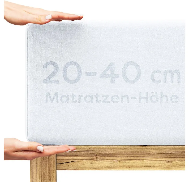 Wolkenfeld Spannbettlaken Boxspringbett Bettlaken - Spannbetttuch für Matratzen bis 40cm, Jersey, Gummizug: rundum, (1 Stück), Elastisch & Rutschfest: 90x200, 140x200, 160x200, 180x200 & Übergrößen, Weiß, – Produktbild 2 von 5