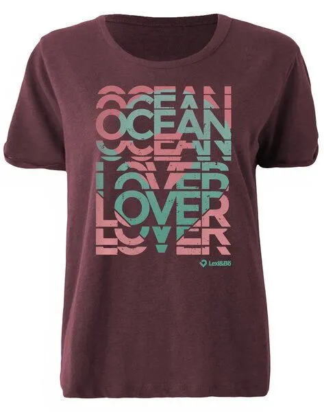 Lexi&Bö Lexi&Bö Ocean Lover Oversized T-Shirt Damen, Windsor wine (rot), – Produktbild 1 von 2