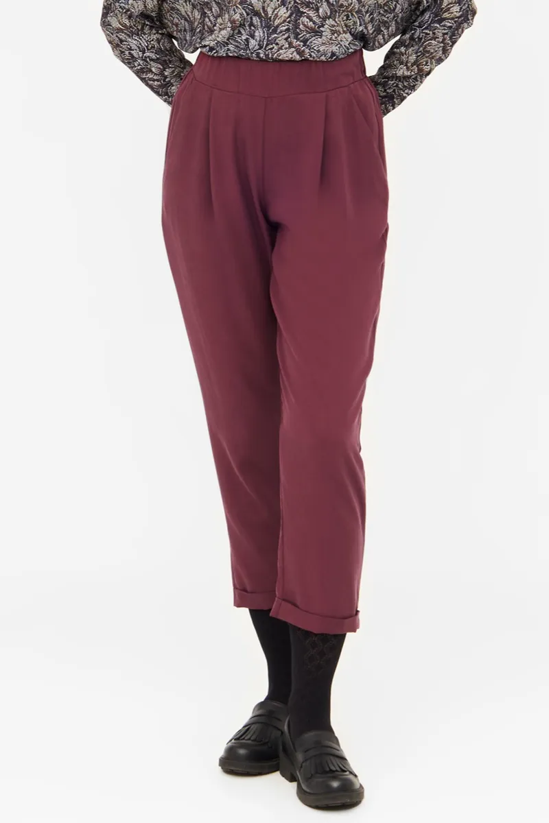 WiDDA Widda Damen vegan Hose Plissee Jupp Burgundy, Dunkelrot, – Produktbild 2 von 2