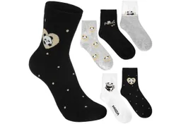 BRUBAKER Socken Lustiges Damensocken Set mit süßen Bären - Cute Panda (Schwarz, Grau, Weiß und Glitzer, 5-Paar, Bärensocken Geschenkset für Frauen) Weich und Kuschelig – Produktbild 1 von 1
