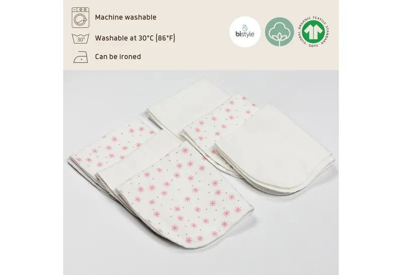 bistyle bistyle Spucktuch Spucktücher für Babys 20x20 aus Bio-Baumwolle, (Set, 6-tlg., 6er Pack), Basic, Beige, – Produktbild 2 von 5