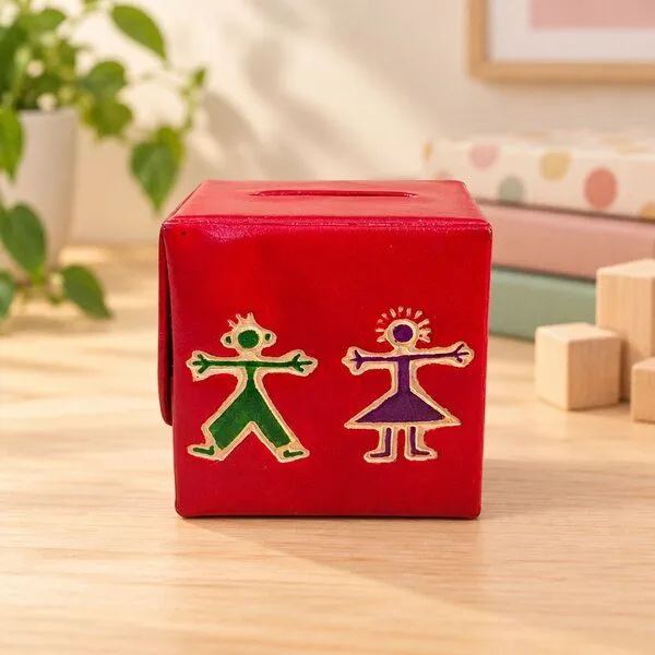 Janselo Harmony Kinder-Spardose aus Shanti-Leder in Rot – Produktbild 1 von 4