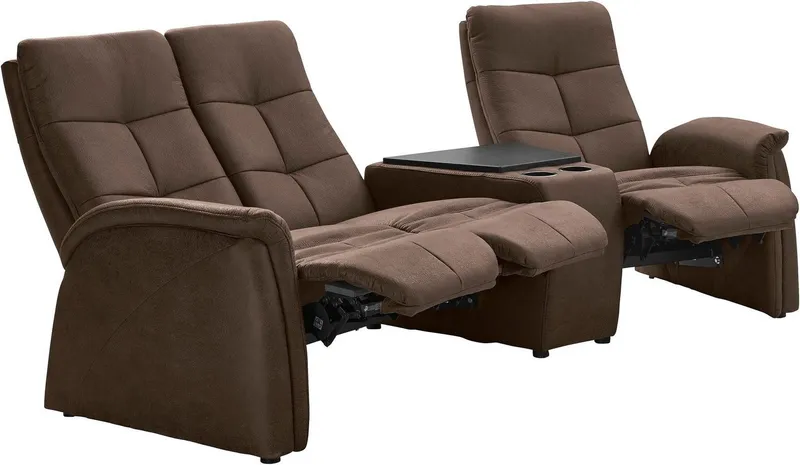 exxpo - sofa fashion 3-Sitzer Tivoli, Kinosofa mit Relaxfunktion, mit Ablagetisch und Stauraum, bequem und komfortabel, hohe Rückenlehne, Braun, – Produktbild 3 von 5