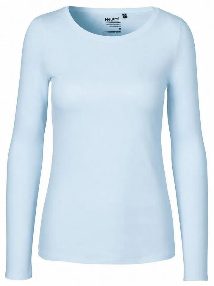 Neutral Neutral Langarmshirt Damen Long Sleeve T-Shirt / 100% Fairtrade-Baumwolle, Light blue, – Produktbild 2 von 3