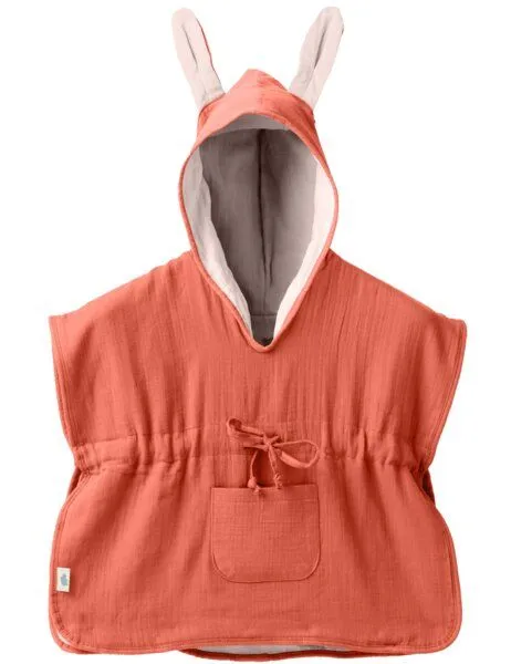 Mababu Mababu Musselin Badeponcho aus 100% Bio-Baumwolle, OEKO-TEX® STANDARD 100 & GOTS zertifiziert, für Kinder (1-3 Jahre, 4-7 Jahre), Rust/beige, – Produktbild 1 von 4