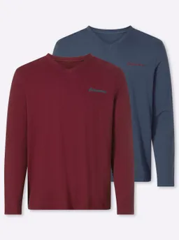 Catamaran Langarmshirt rauchblau + bordeaux – Produktbild 1 von 1