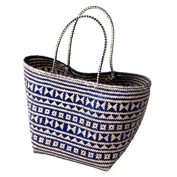 Soeji Soeji Blaue Einkaufstasche KIDUL aus Rattan – Produktbild 1 von 4
