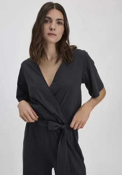 hessnatur hessnatur Jersey Overall Regular in reiner Bio-Baumwolle, Schwarz, – Produktbild 2 von 4