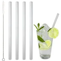 Contento Contento Glastrinkhalm 21 cm lang, 4 Stück auf Geschenkkarte, mit Reinigungsbürste – Produktbild 1 von 1