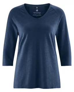 HempAge Hempage Damen vegan Raglan Shirt Marineblau – Produktbild 1 von 1