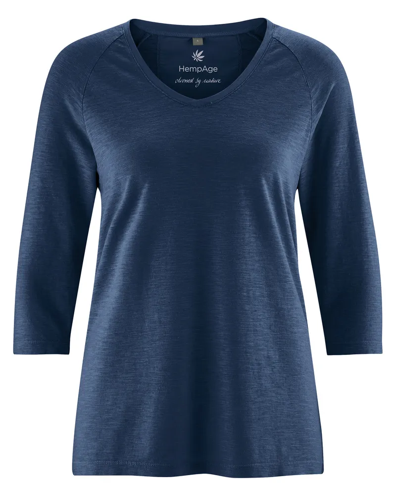 HempAge Hempage Damen vegan Raglan Shirt Marineblau, Blau, – Produktbild 1 von 2