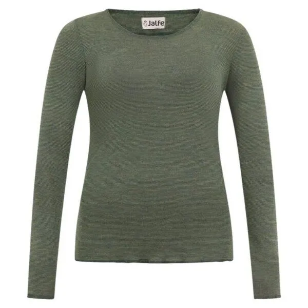 Jalfe Jalfe Longsleeve Wolle fein geringelt melange, Rose, – Produktbild 1 von 6