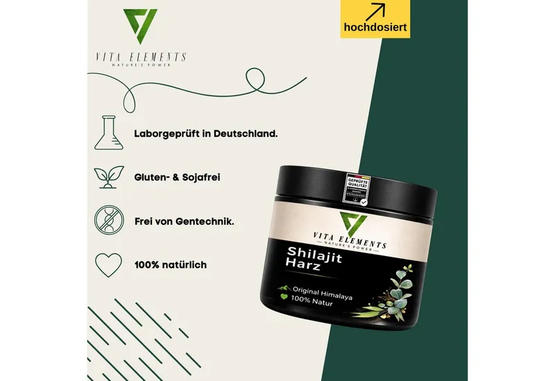 Vita Elements Shilajit Resin - 100% rein aus Gilgit-Baltistan, Original Himalaya Harz, 1 er Packung à 50 g, Vegan, Ohne Zusatzstoffe, Frei von Gentechnik, Laborgeprüft – Produktbild 3 von 5