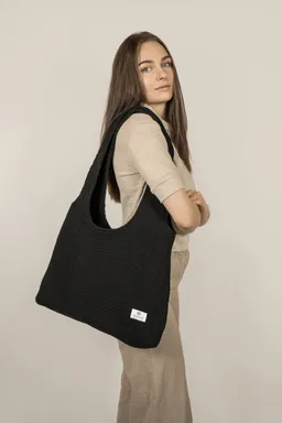 TAWAST TAWAST Damen vegan Cloud Tote Bag Schwarze Waffel – Produktbild 1 von 1