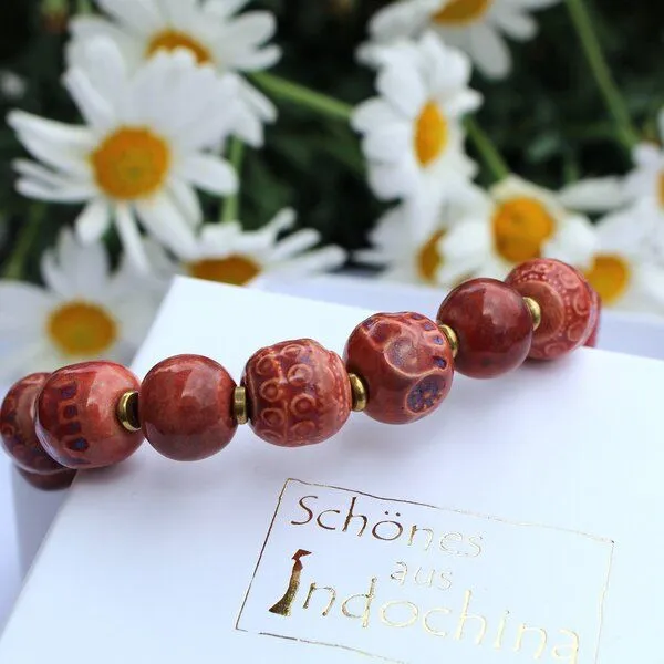 Schönes aus Indochina Schönes aus Indochina Armband Keramik KINGDOM, Rot, – Produktbild 1 von 4