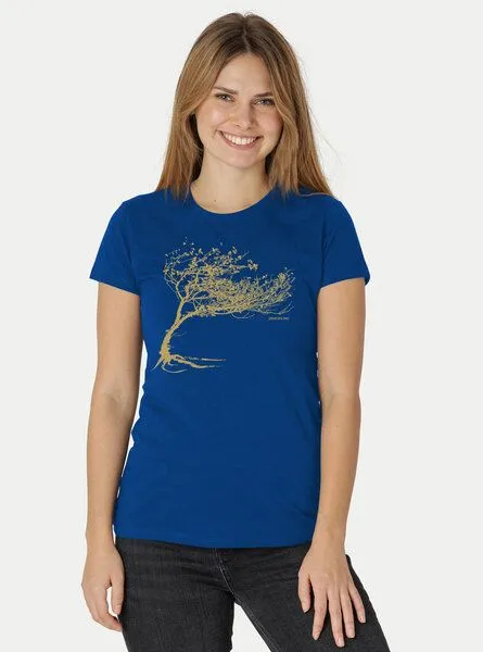 Peaces.bio - handbedruckte Biomode Peaces.bio - handbedruckte Biomode Bio-Damen-T-Shirt "Windy Tree", Hellorange, – Produktbild 3 von 3