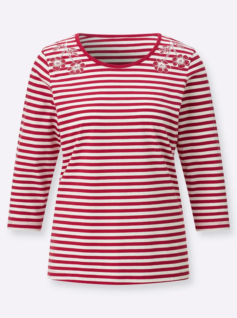 Witt Rundhalsshirt erdbeere-ecru-geringelt, Erdbeere-ecru-geringelt, – Produktbild 1 von 2