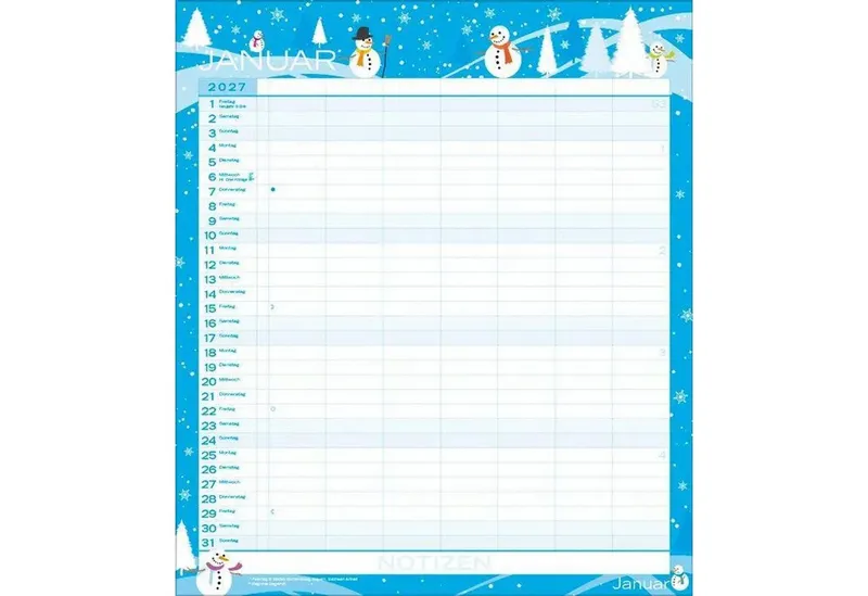 Korsch Verlag Wandkalender Multiplaner - Colour your time 2027 – Produktbild 2 von 2