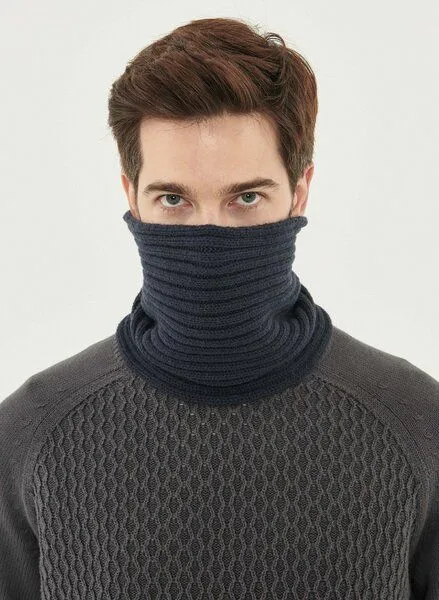 ORGANICATION ORGANICATION Unisex Strick Loop Schal aus Bio-Merinowolle und Bio-Baumwolle, Navy, – Produktbild 1 von 3