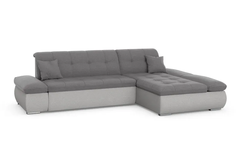 DOMO collection Ecksofa MORIC 300x172 cm, XXL-Sofa mit viel Platz, L-Form, auch in Cord, wahlweise mit Bettfunktion und Armteilverstellung, Grau, – Produktbild 4 von 4
