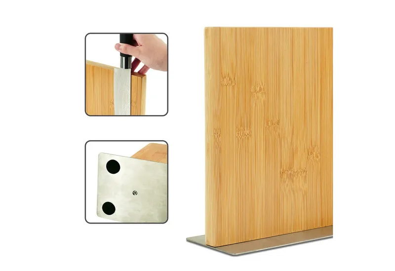 RELAXDAYS RELAXDAYS Messerblock Magnetischer Messerblock Bambus (1tlg), Braun|silberfarben, – Produktbild 5 von 5