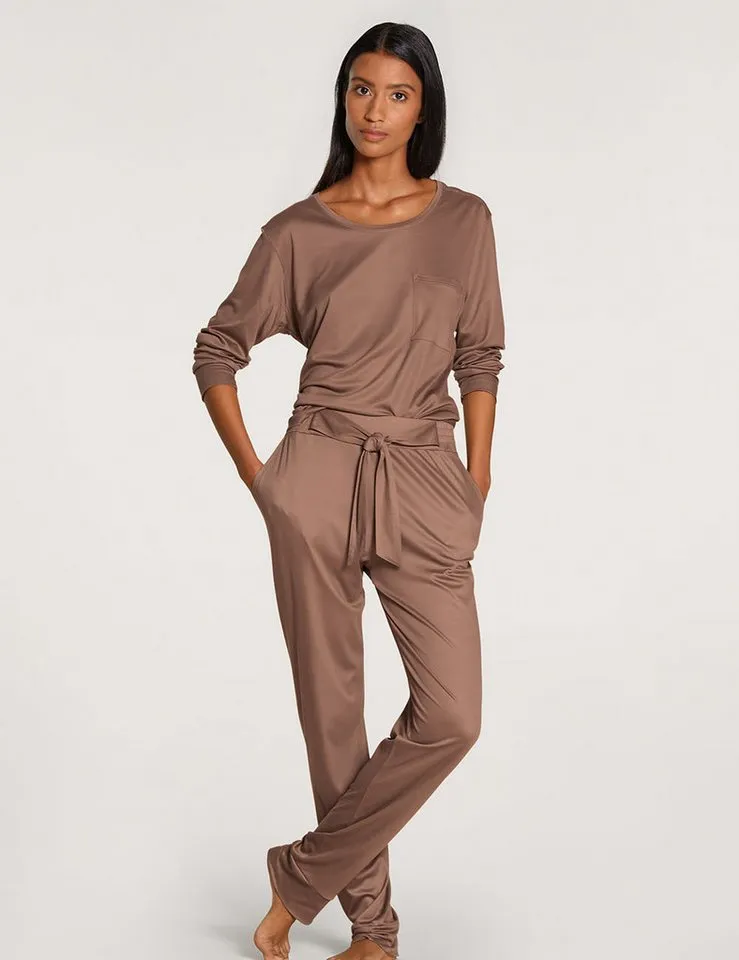 CALIDA CALIDA Pyjamahose Circular Sleep Damen (1-tlg) seidig weich, fließend und elegant, Braun, – Produktbild 3 von 5