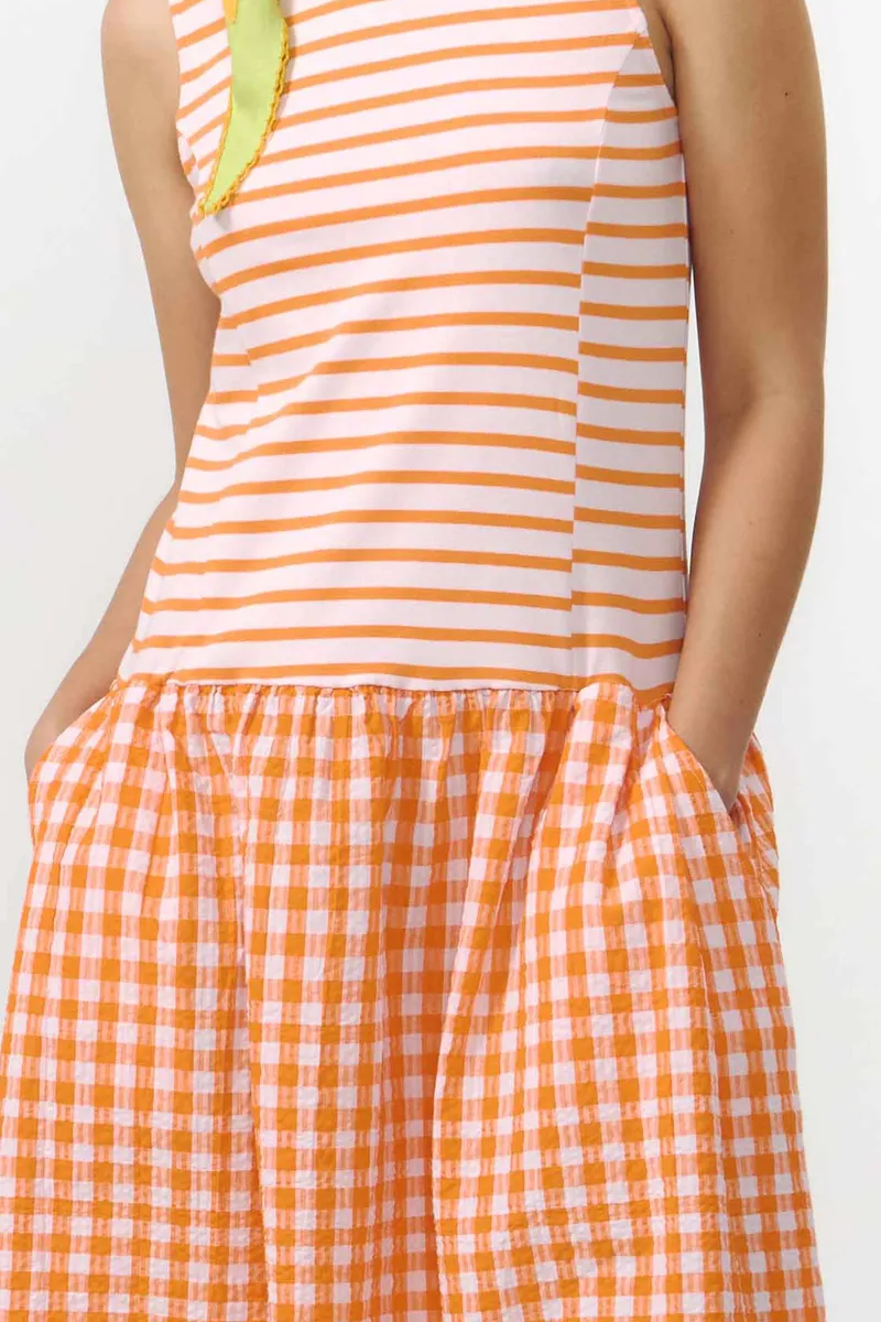 SUITE13LAB SUITE13LAB Damen vegan Kleid Mie Stripes Orange, Orange, – Produktbild 2 von 2