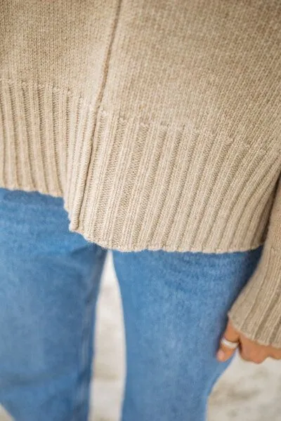 SALZWASSER Salzwasser Koli – Wollstrick Rollkragenpullover (Damen) aus 100% recycelter Merinowolle, Sand (beige), – Produktbild 4 von 4