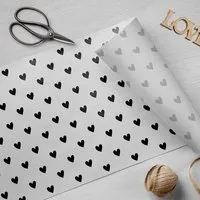 Fines Papeterie Fines Papeterie 10m Seidenpapier HERZEN * weiß mit schwarzen Herzen * auf Rolle * Geschenkpapier * Packseide – Produktbild 1 von 1