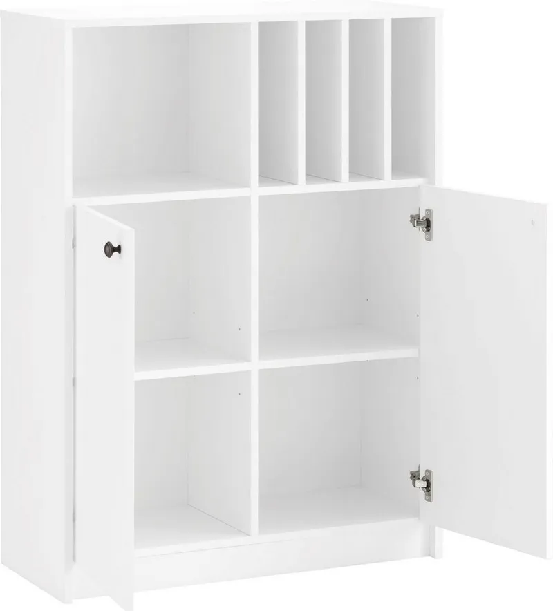 OTTO home Aktenschrank Licia viel Stauraum, 2 Türen und 5 offene Fächer, Weiß, – Produktbild 5 von 5