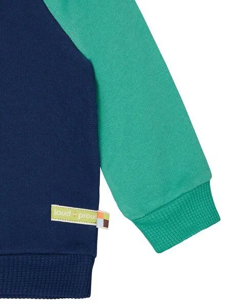 loud + proud loud + proud Babys & Kinder Sweatshirt mit Raglanärmeln, GOTS-zertifiziert, Ultramarine/plant(blau/grün), – Produktbild 4 von 4