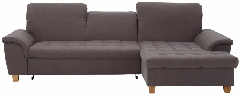 Home affaire Ecksofa Lyla fester Sitzkomfort, bequeme Armlehnen, Breite 279cm, L-Form, mit Recamiere, wahlweise mit Rückenfunktion und zusätzlich mit Bett, Grau, – Produktbild 2 von 5