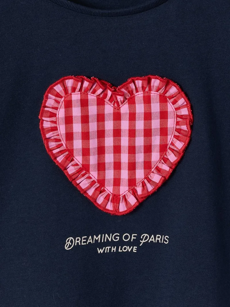 Vertbaudet T-Shirt mit kurzen Volantärmeln Mädchen, Marine, – Produktbild 3 von 3