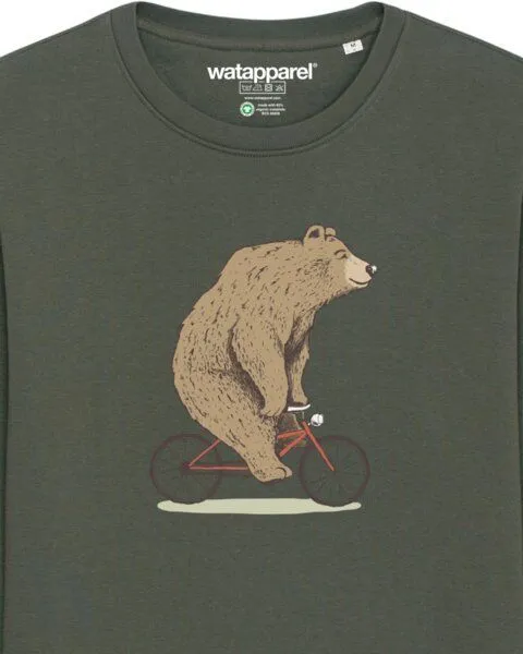 watapparel watapparel Sweatshirt Unisex Fahrradbär, Khaki, – Produktbild 3 von 4