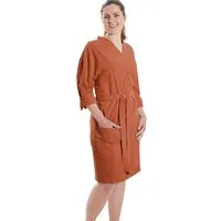 jilda-tex jilda-tex Damen Bademantel / Kimono 100% Bio-Baumwolle Knitterlook Made in Green Unisex, Terrakotta, – Produktbild 1 von 1