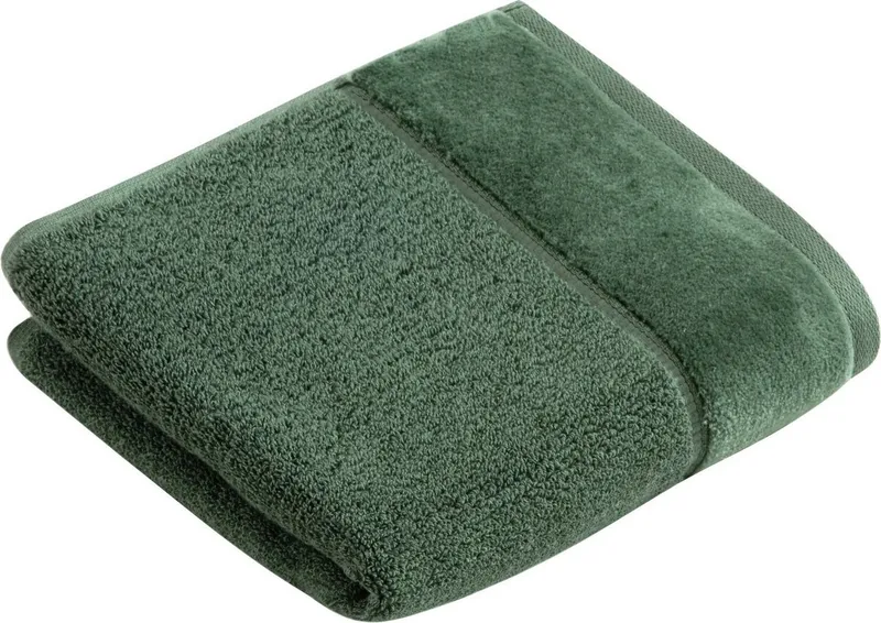 VOSSEN VOSSEN Gästehandtücher Pure, Frottier (1-St), im Set, Baumwolle & VEGAN, mit eleganter Veloursbordüre, Grün, – Produktbild 1 von 2