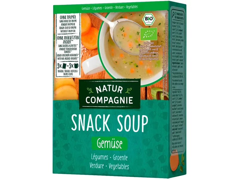 Natur Compagnie Natur Compagnie Bio-Gemüsecremesuppe 'Snack Soup', Gemüse, 3 x 18 g – Produktbild 1 von 2