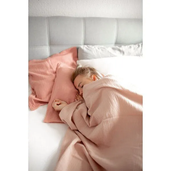 Hutch&Putch Hutch&Putch Musselin-Sommerbundle für warme Nächte (Sommerdecke 200x135 + Kopfkissenbezug nach Wahl) aus 100% Bio-Baumwolle - Handmade in Germany, Blush, – Produktbild 3 von 3