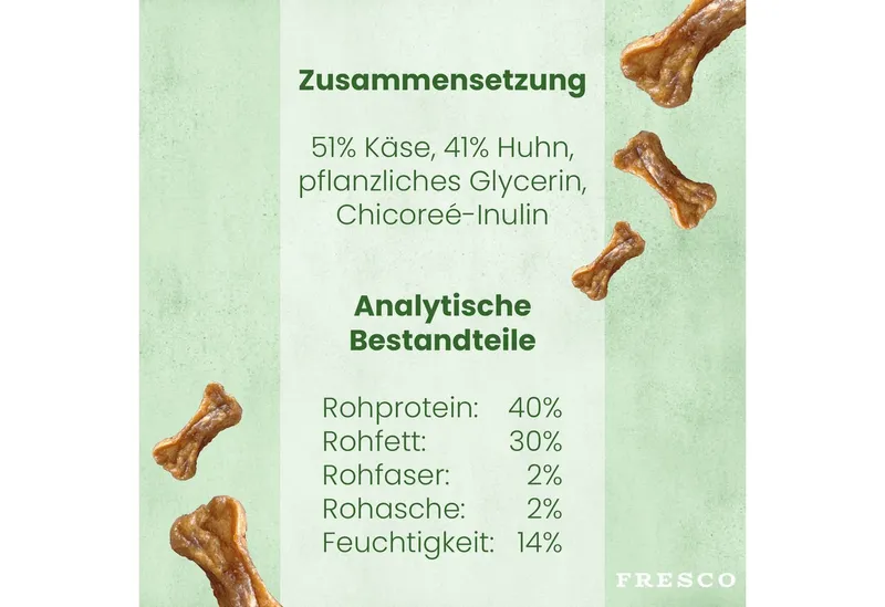 Fresco Dog Martin Rütter Trainingsknöchelchen Huhn mit Käse 1kg, Snack für: Hunde, Getreidefrei, zuckerfrei, unwiderstehlich lecker – Produktbild 4 von 5