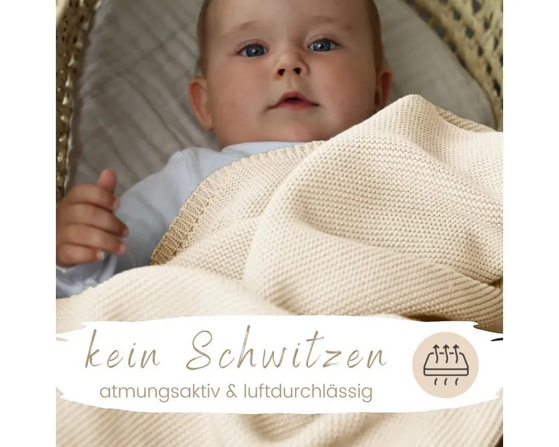 Babydecke DIKOS® Baby Decke für Neugeborene aus *100%* Bio Baumwolle, DIKOS, Kuscheldecke PREMIUM Qualität Geschenk zur Geburt, atmungsaktiv, clean, Weiß, – Produktbild 5 von 5