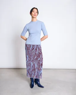 JAN N JUNE JAN 'N JUNE Damen vegan Maxirock Aus Netzstoff Smuk Blau Zebra-Print – Produktbild 1 von 1